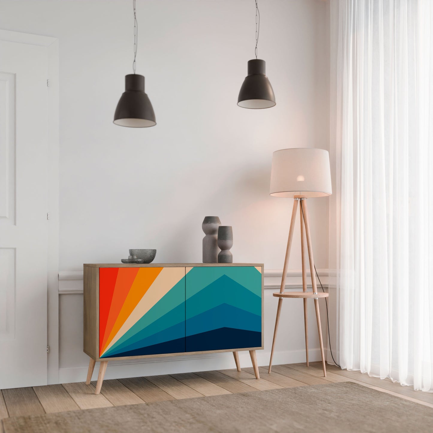 Credenza PRISM CONCUSSION a 2 ante in effetto rovere