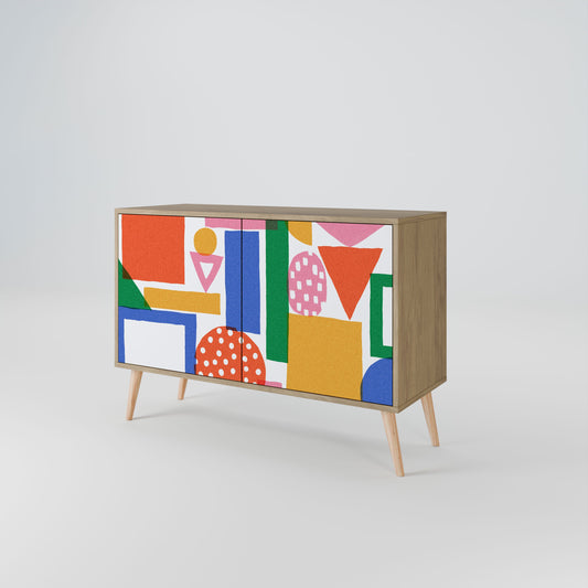 Credenza a 2 ante GEOMETRIC GLIMMER in effetto rovere