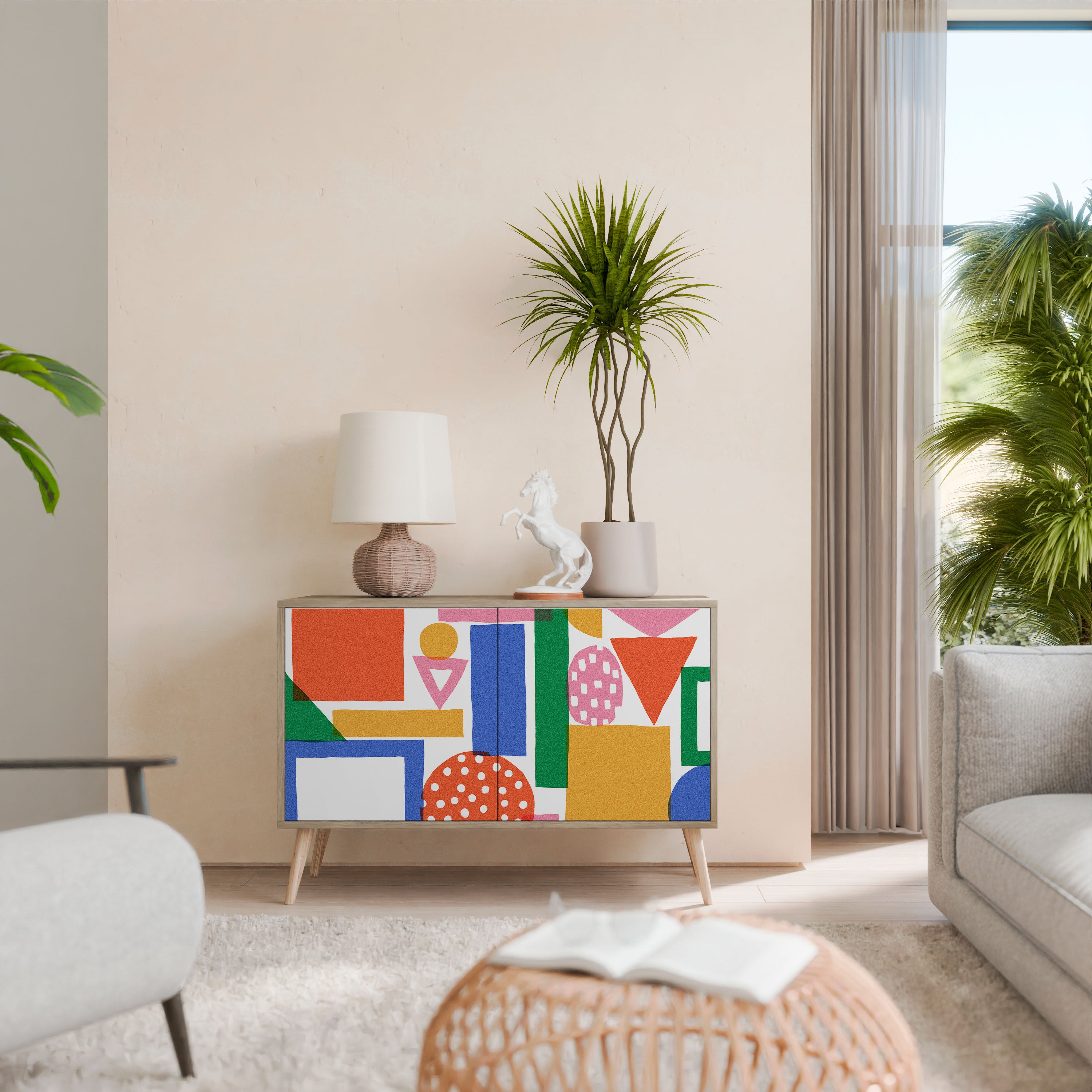 GEOMETRIC GLIMMER Skänk med två dörrar