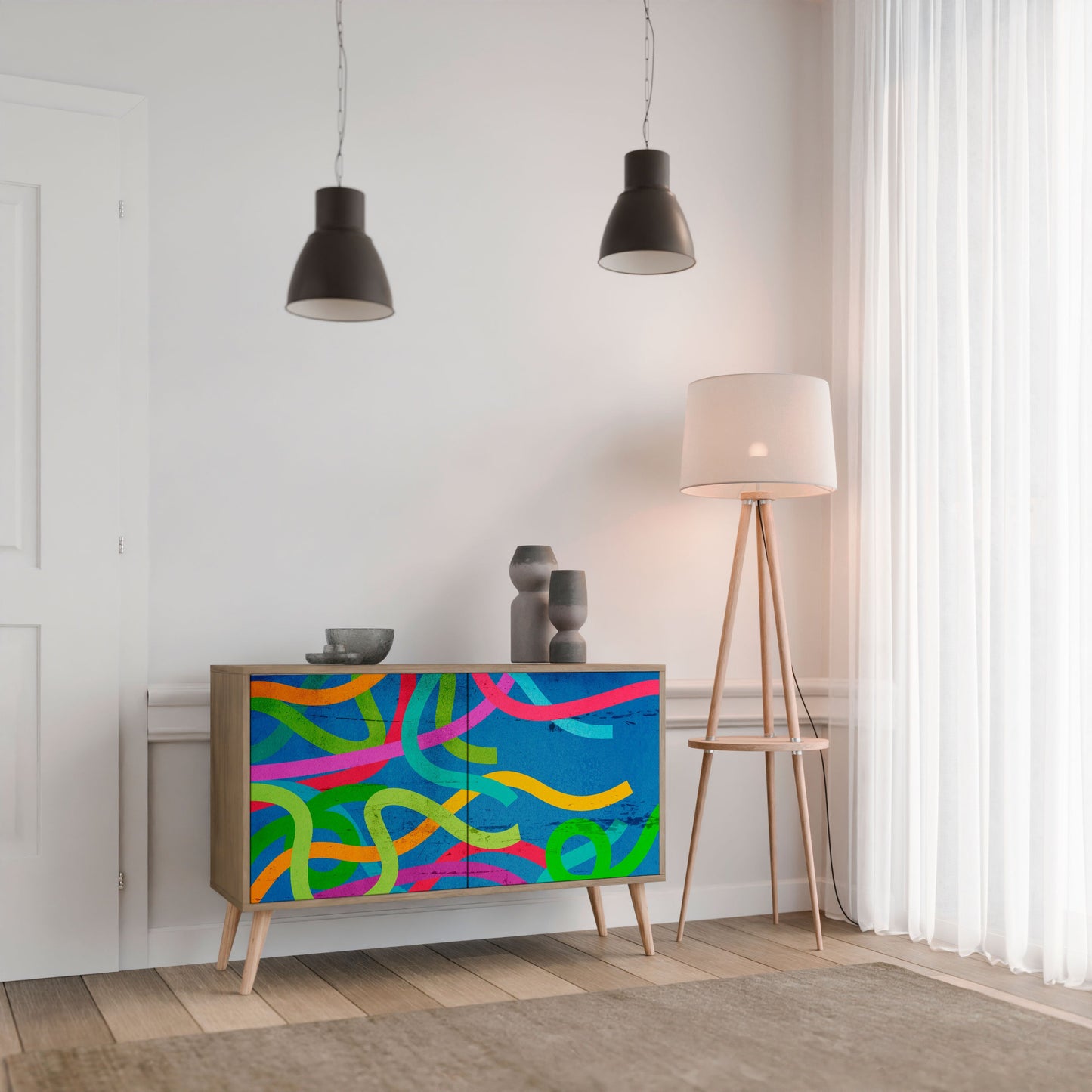 Credenza STREAMER TANGLE a 2 ante in effetto rovere