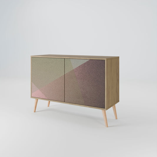 Credenza BEIGE GEOMETRY a 2 ante in effetto rovere