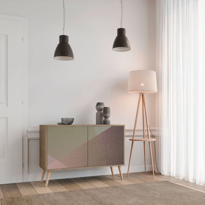 Credenza BEIGE GEOMETRY a 2 ante in effetto rovere