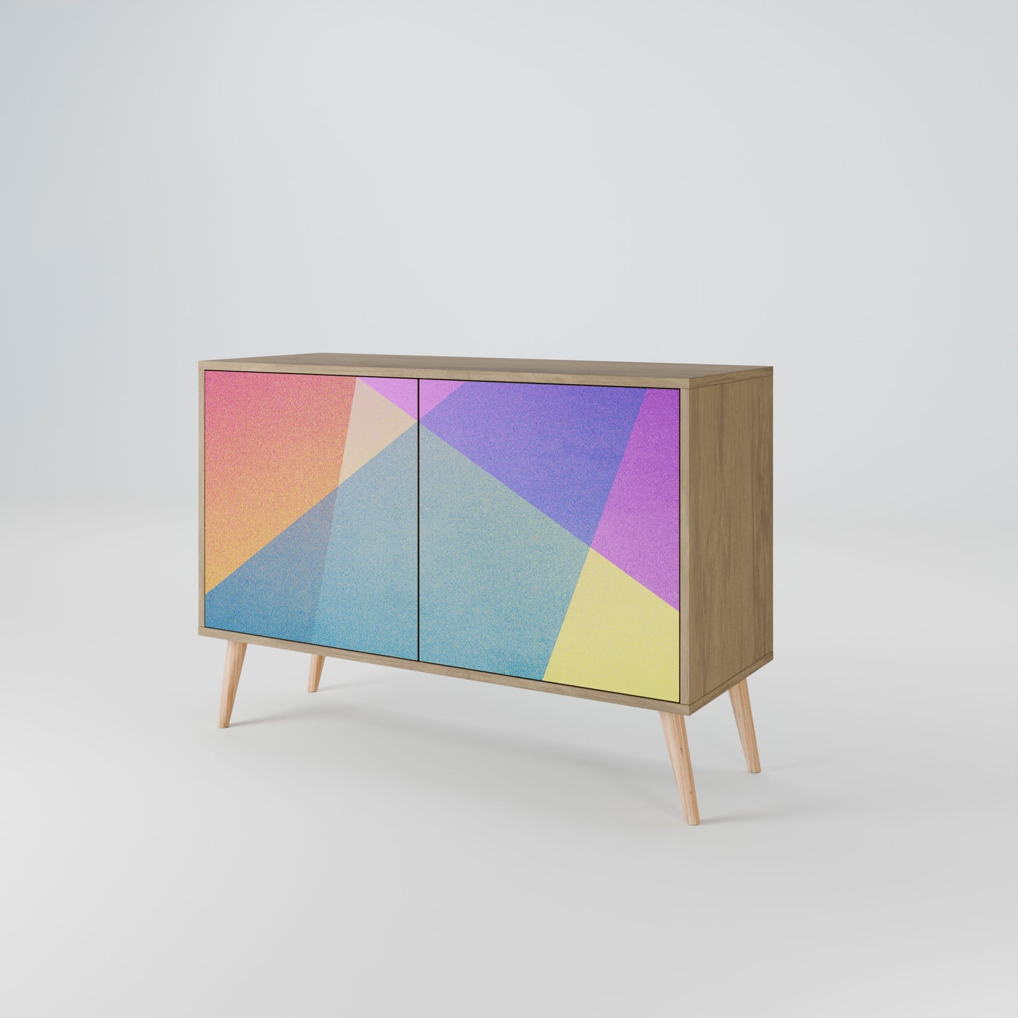 Credenza BRIGHT GEOMETRY a 2 ante in effetto rovere