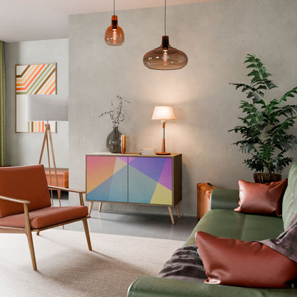 Credenza BRIGHT GEOMETRY a 2 ante in effetto rovere