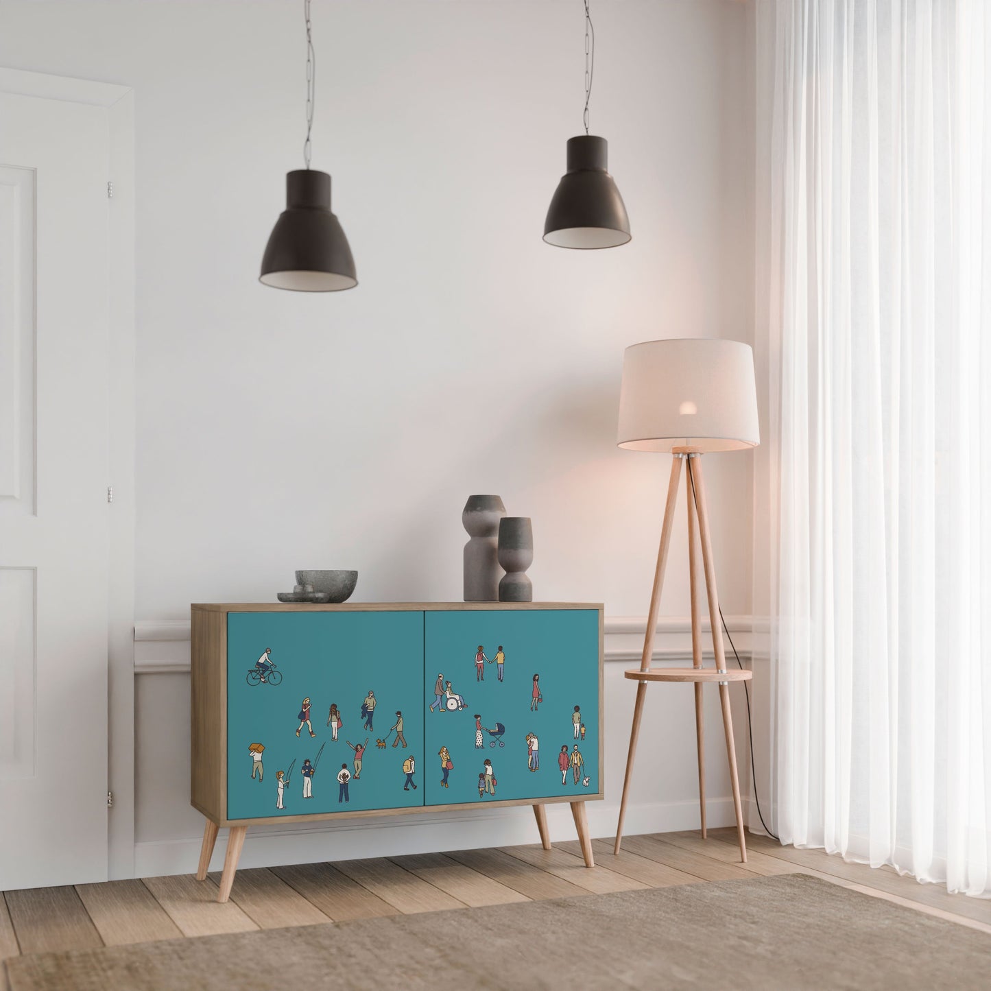 Credenza COLLECTIVE STREAM a 2 ante in effetto rovere