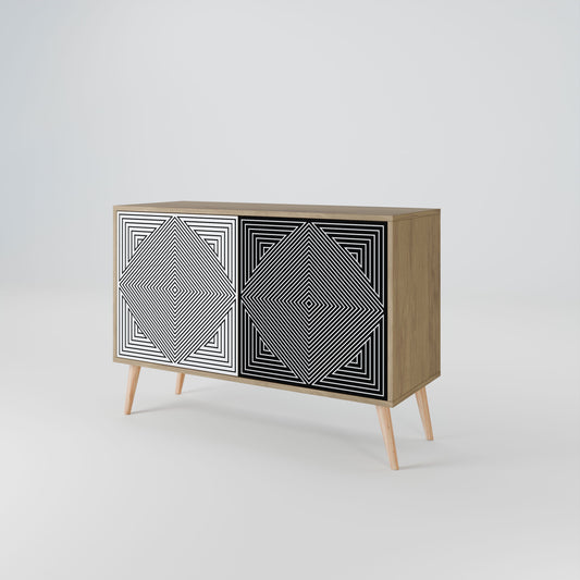 Credenza POLYGON ILLUSION a 2 ante in effetto rovere