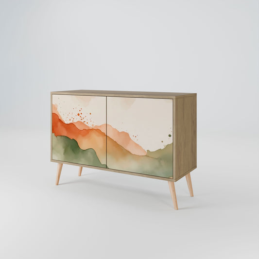 Credenza a 2 ante WATERCOLOUR PEAKS in effetto rovere