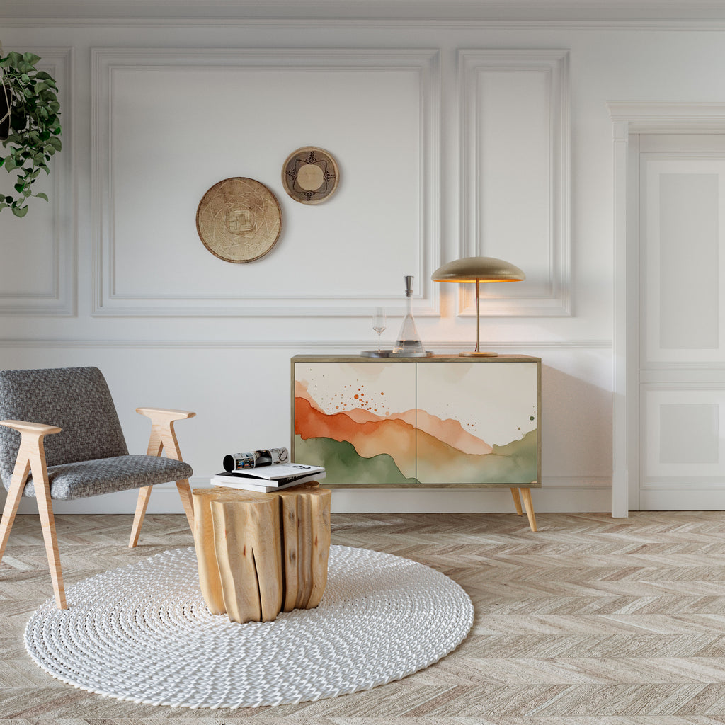 WATERCOLOUR PEAKS Skänk med två dörrar