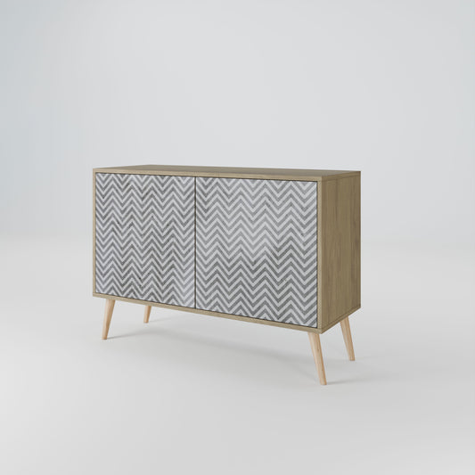 Credenza CONCRETE ZIG ZAG a 2 ante in effetto rovere