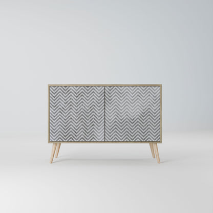 Credenza CONCRETE ZIG ZAG a 2 ante in effetto rovere