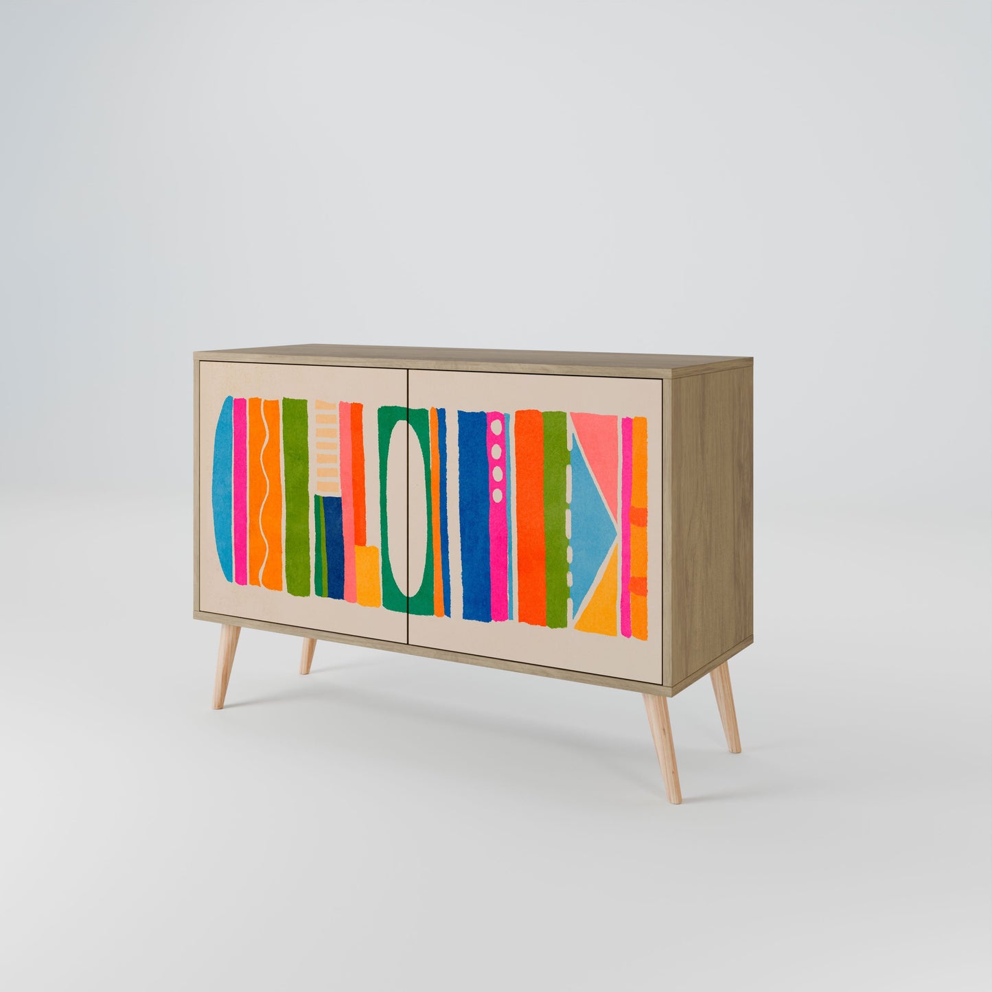 GEOMETRIC SHINE 2-Door Sideboard in Oak Effect