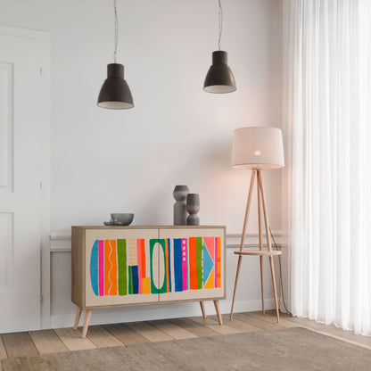 GEOMETRIC SHINE 2-Door Sideboard in Oak Effect