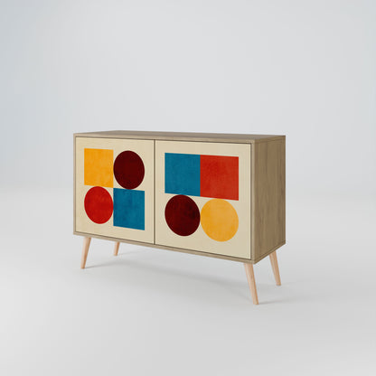 Credenza a 2 ante GEOMETRIC PUZZLE in effetto rovere