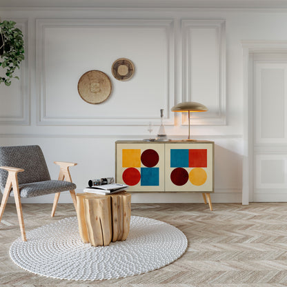 Credenza a 2 ante GEOMETRIC PUZZLE in effetto rovere