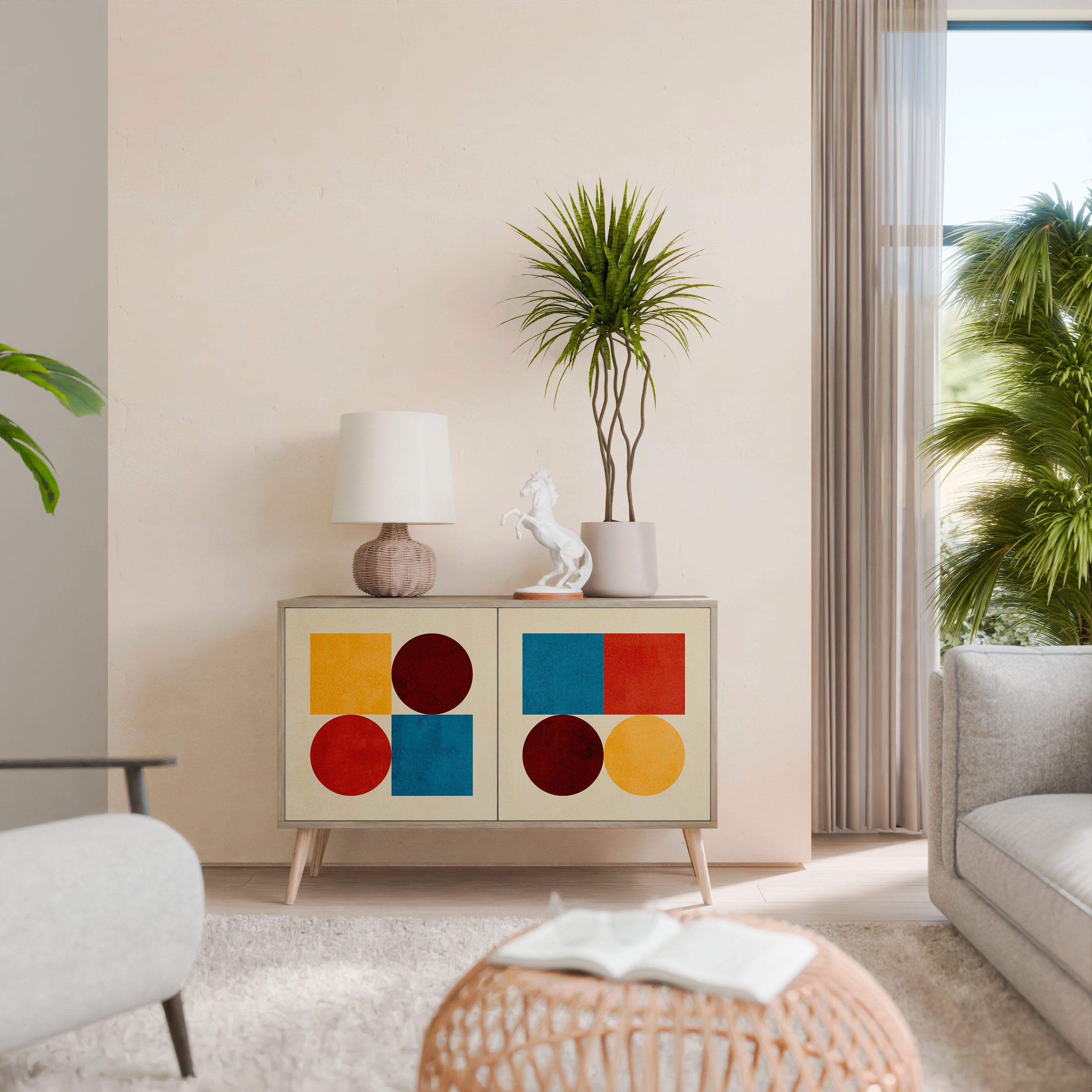 GEOMETRIC PUZZLE Skänk med två dörrar