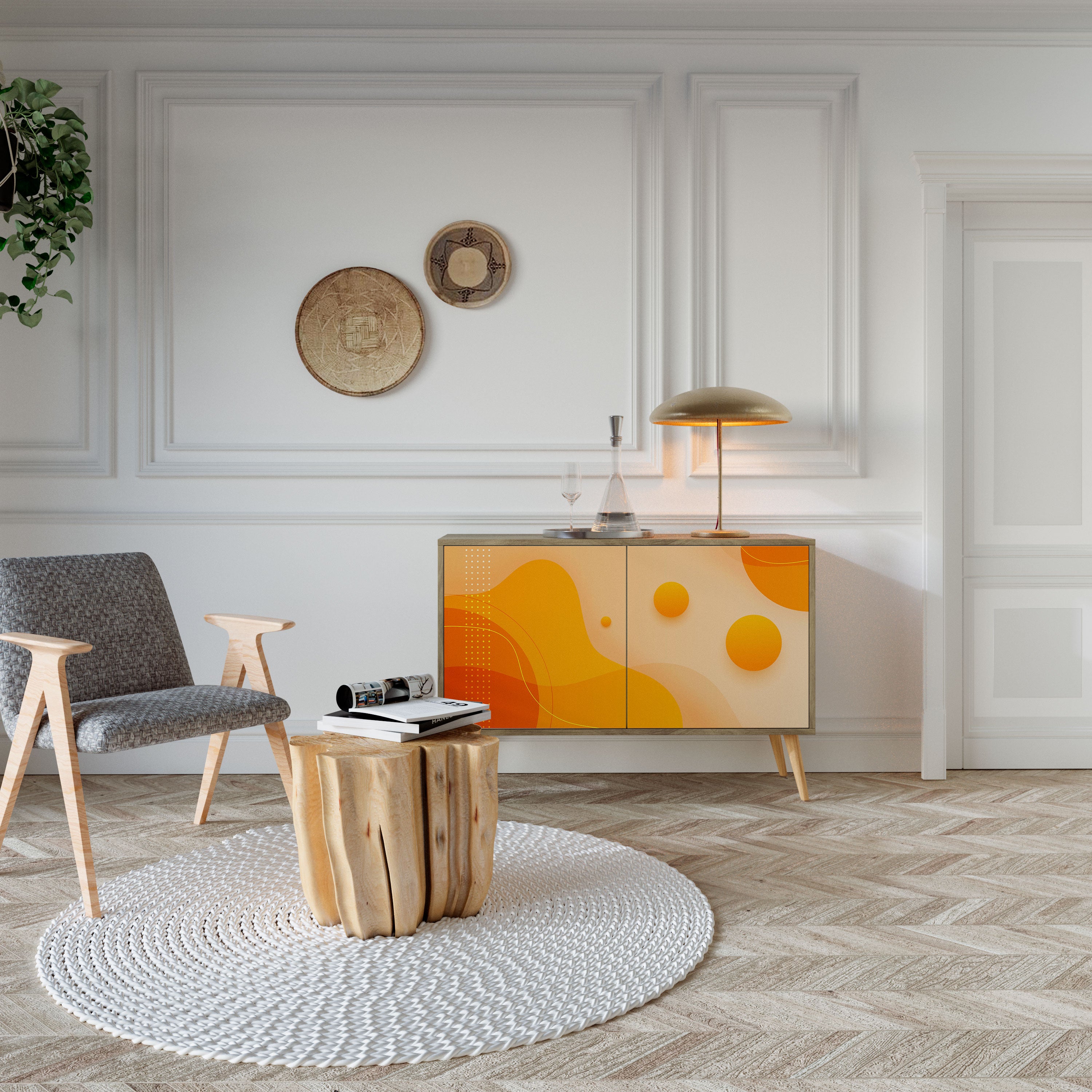 ORANGE ARRANGEMENT Skänk med två dörrar