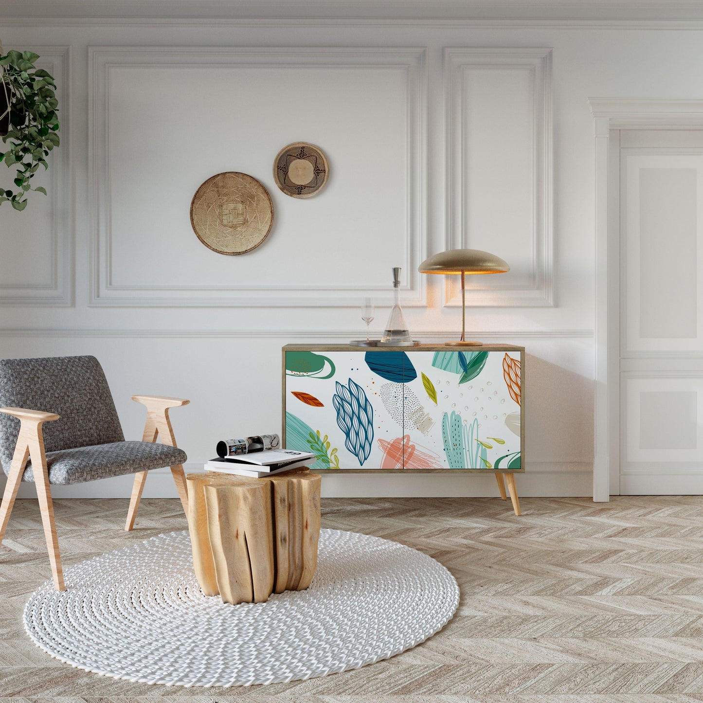 BOTANICAL HURRICANE 2-Door Sideboard in Oak Effect