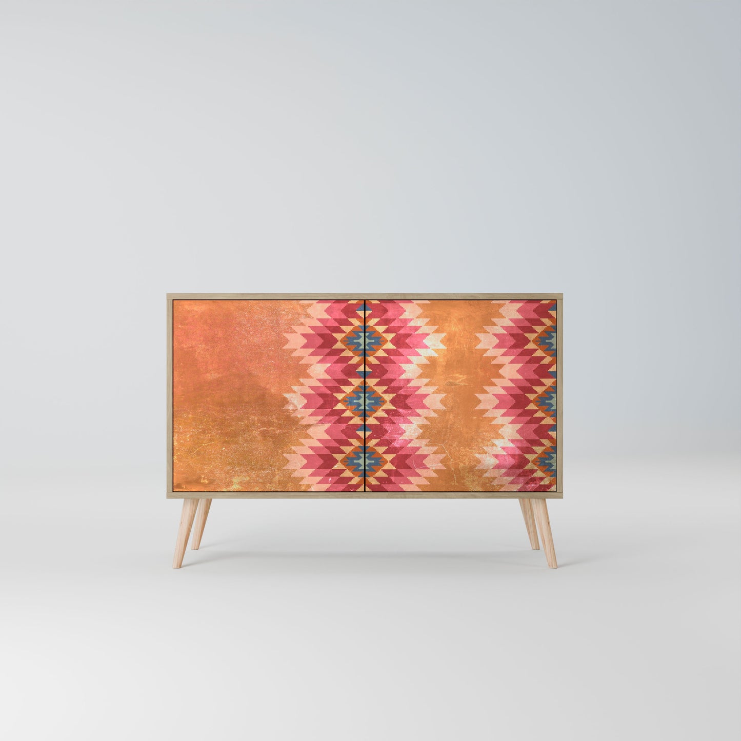 Credenza INDIAN FOLK a 2 ante in effetto rovere