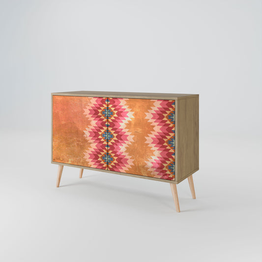 Credenza INDIAN FOLK a 2 ante in effetto rovere