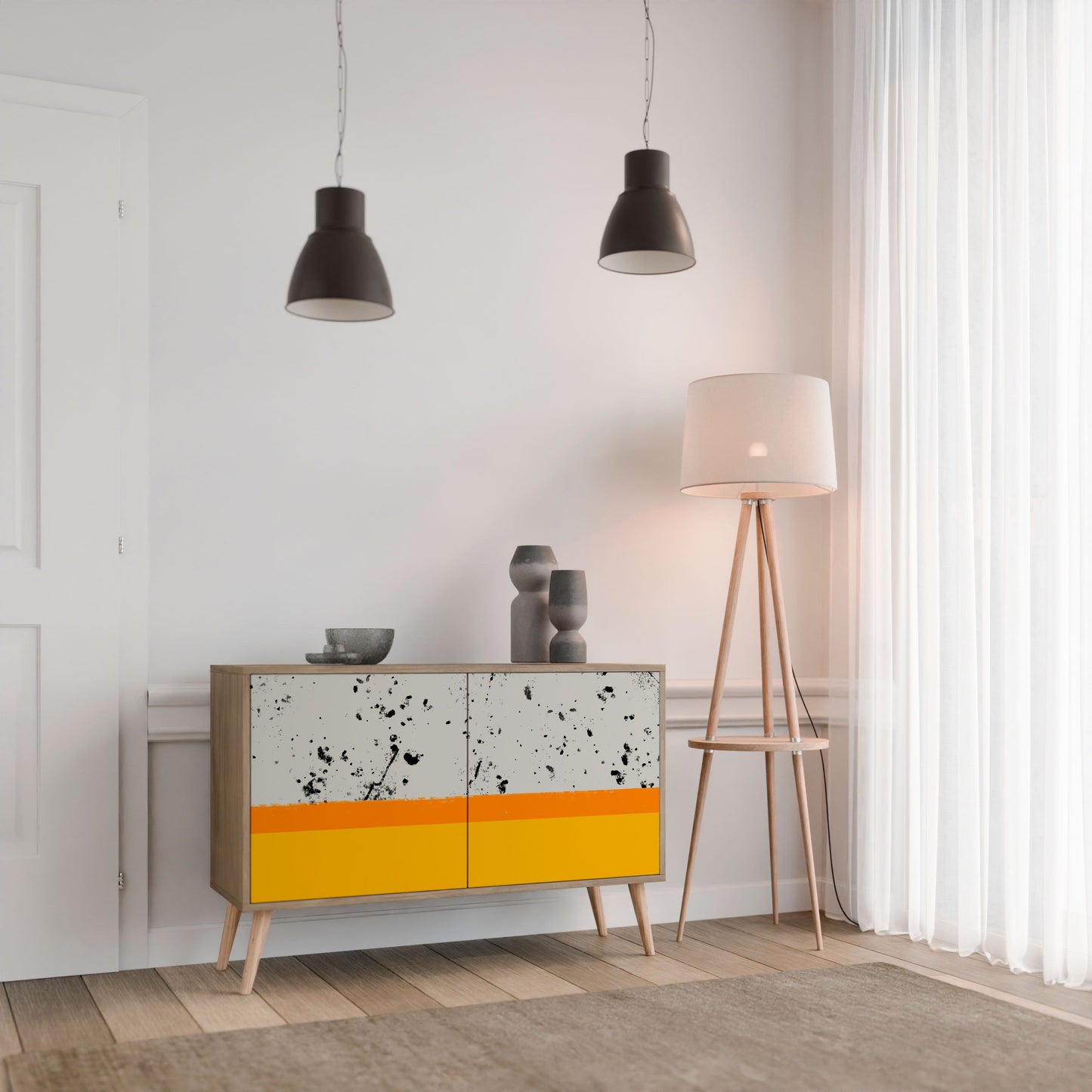 Credenza a 2 ante DYED BY ORANGE in effetto rovere