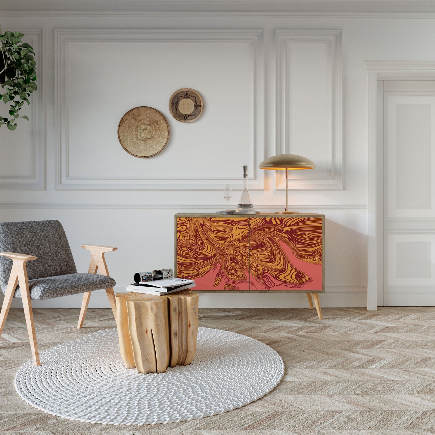 Credenza a 2 ante FLOATING THOUGHTS in effetto rovere