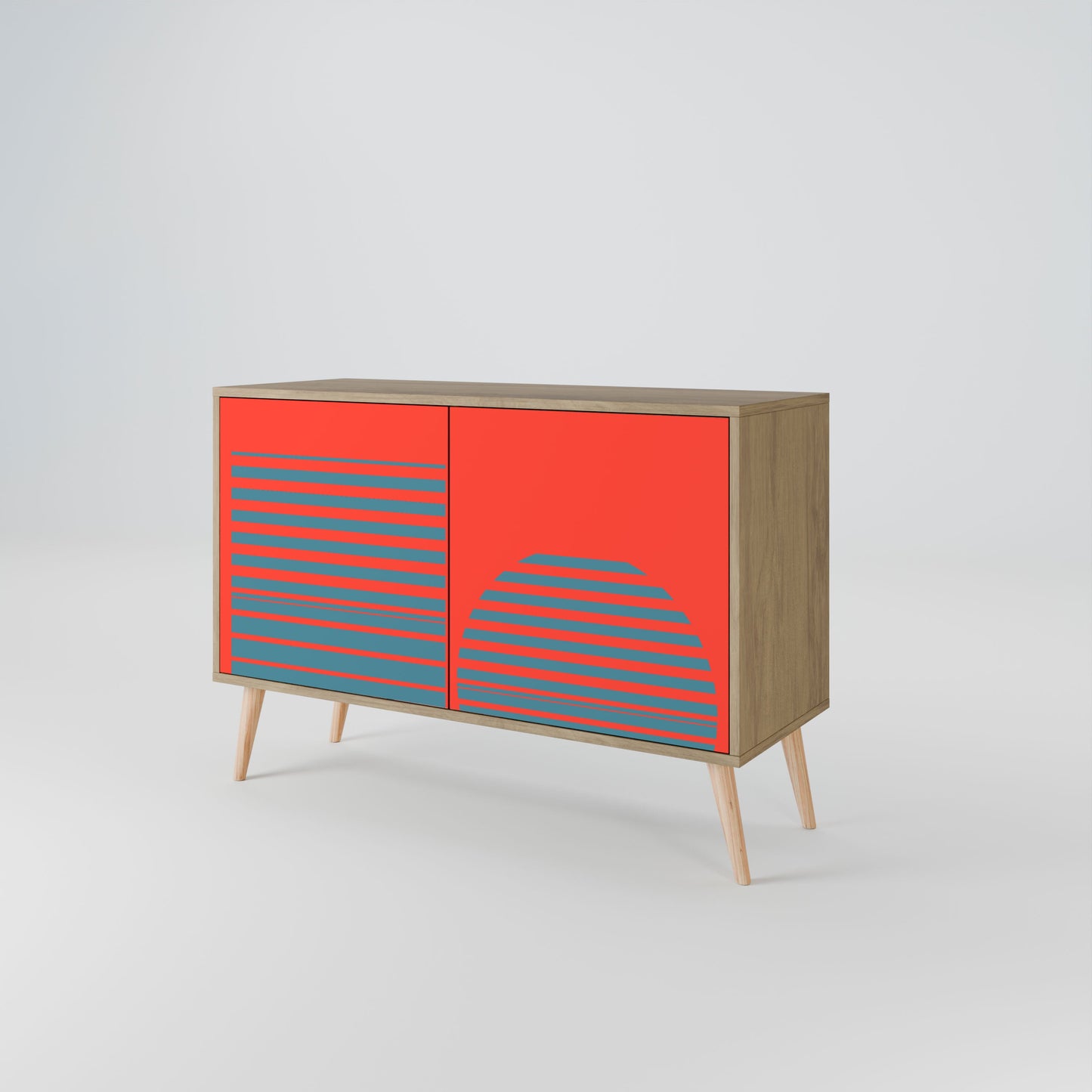 Credenza a 2 ante RISING GEOMETRY STARS in effetto rovere