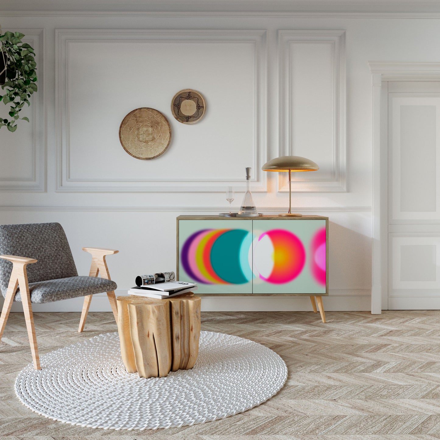 Credenza SYMPHONY OF COLORS a 2 ante in effetto rovere