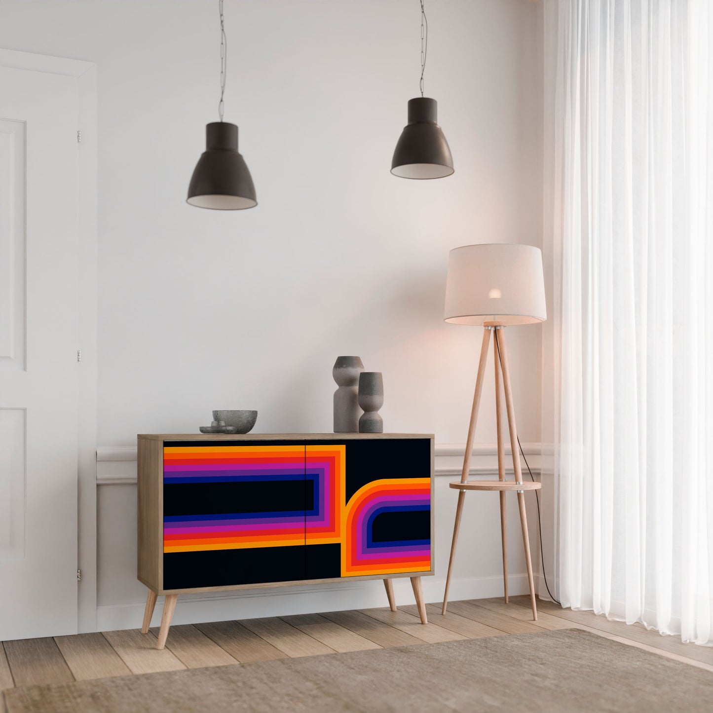 Credenza a 2 ante effetto rovere BLINDATE BY THE LIGHTS