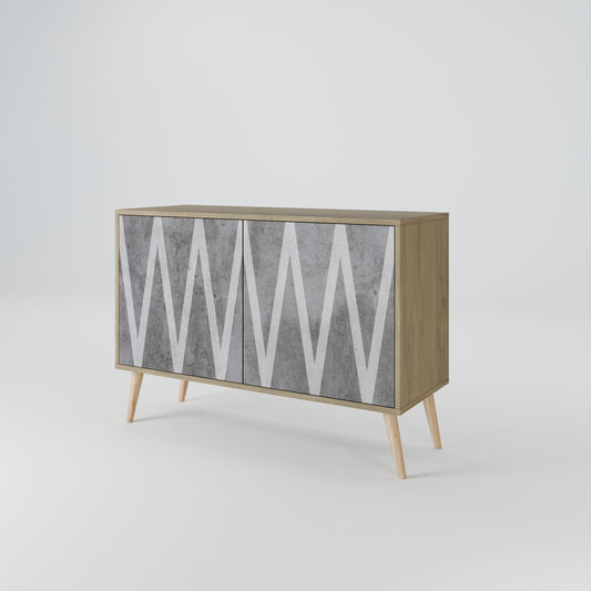 Credenza WAVES OF CONCRETE a 2 ante in effetto rovere