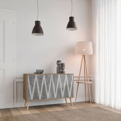 Credenza WAVES OF CONCRETE a 2 ante in effetto rovere