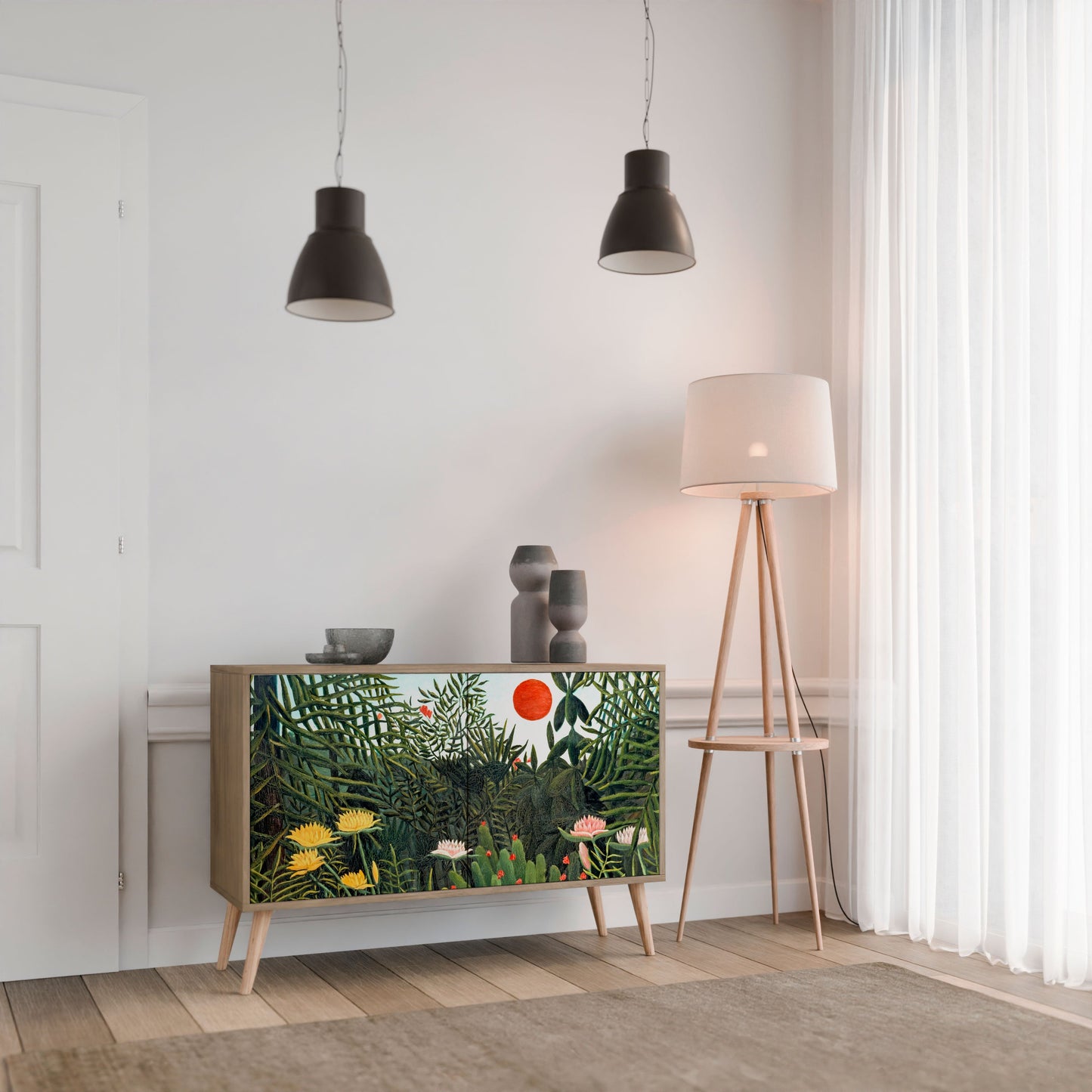 Credenza a 2 ante VIRGIN FOREST WITH SUNSET in effetto rovere