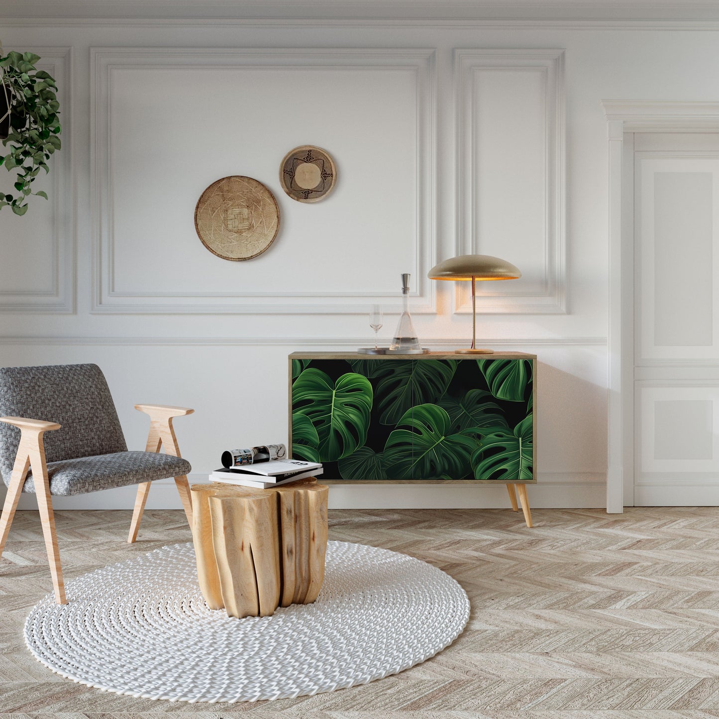 Credenza INFINITE MONSTERA a 2 ante effetto rovere