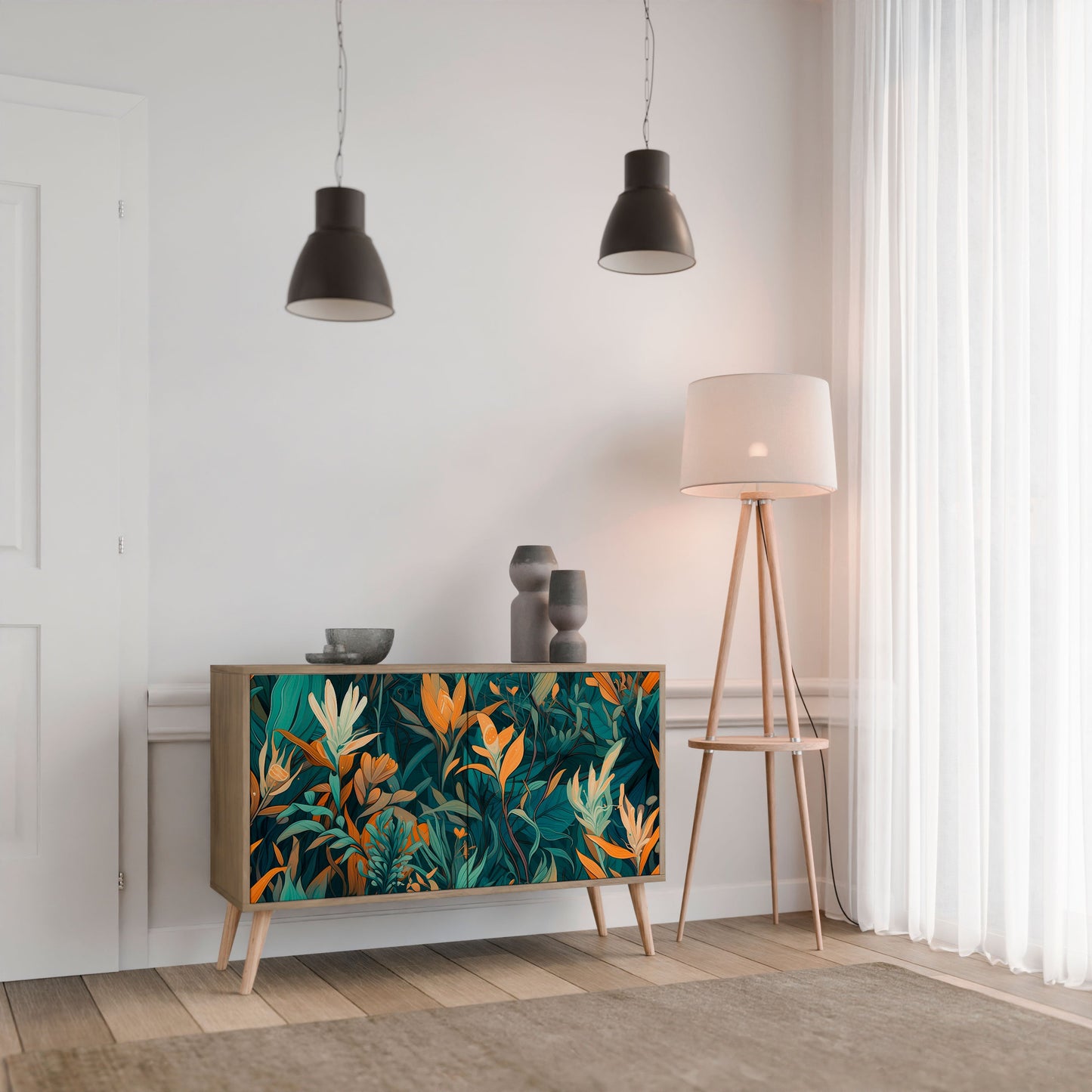 Credenza FLORAL SERENITY a 2 ante in effetto rovere