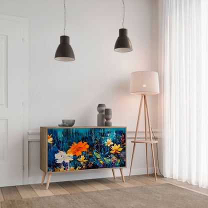 Credenza a 2 ante MIDNIGHT BLOSSOM in effetto rovere