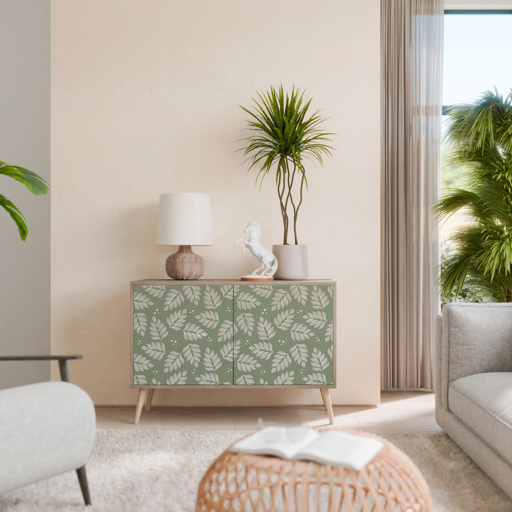 LEAVES ON GREEN Skänk med två dörrar