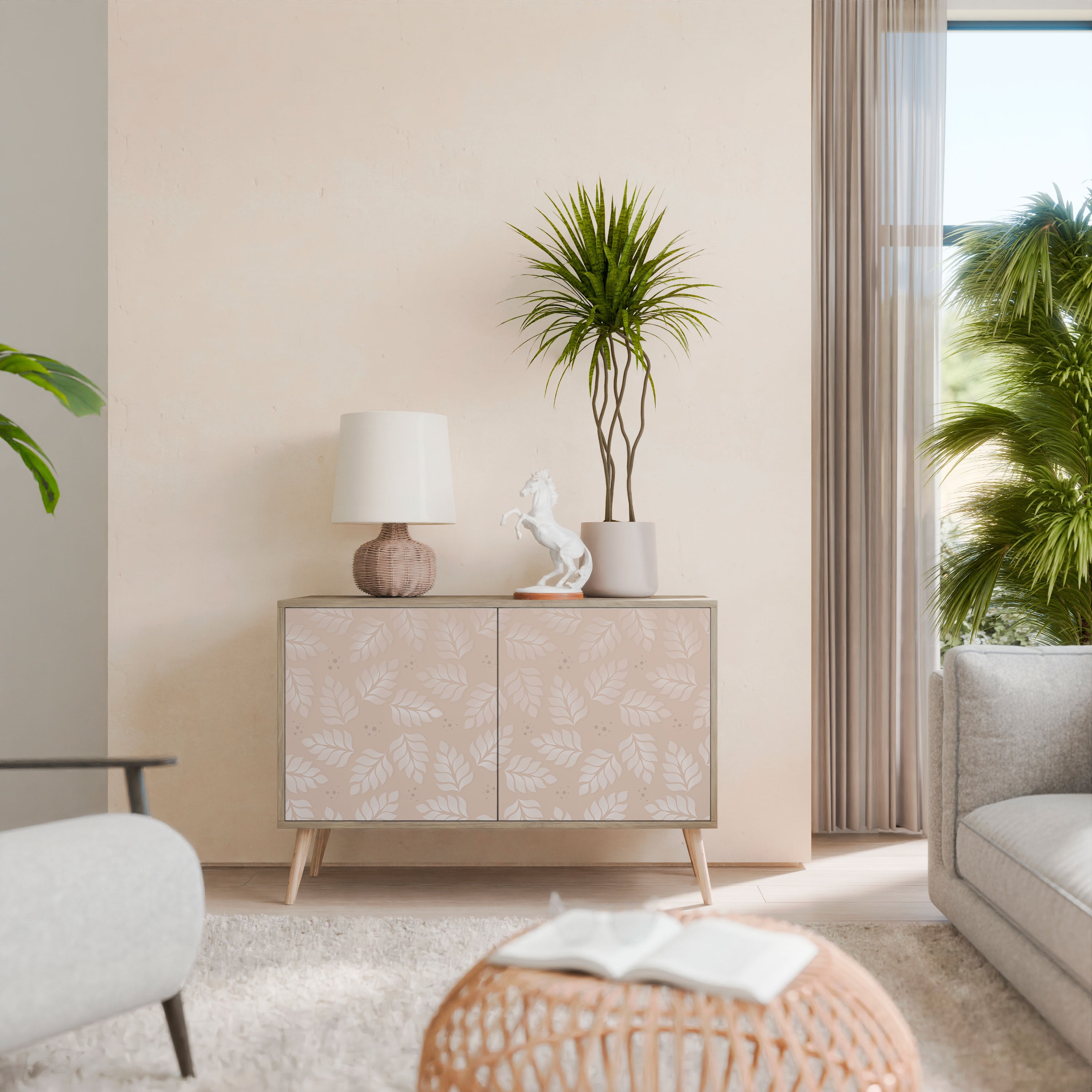 LEAVES ON BEIGE 2-Door Sideboard