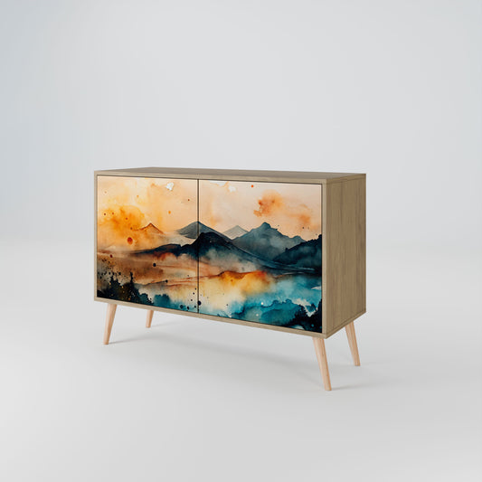 Credenza a 2 ante OMINOUS MOUNTAINS in effetto rovere