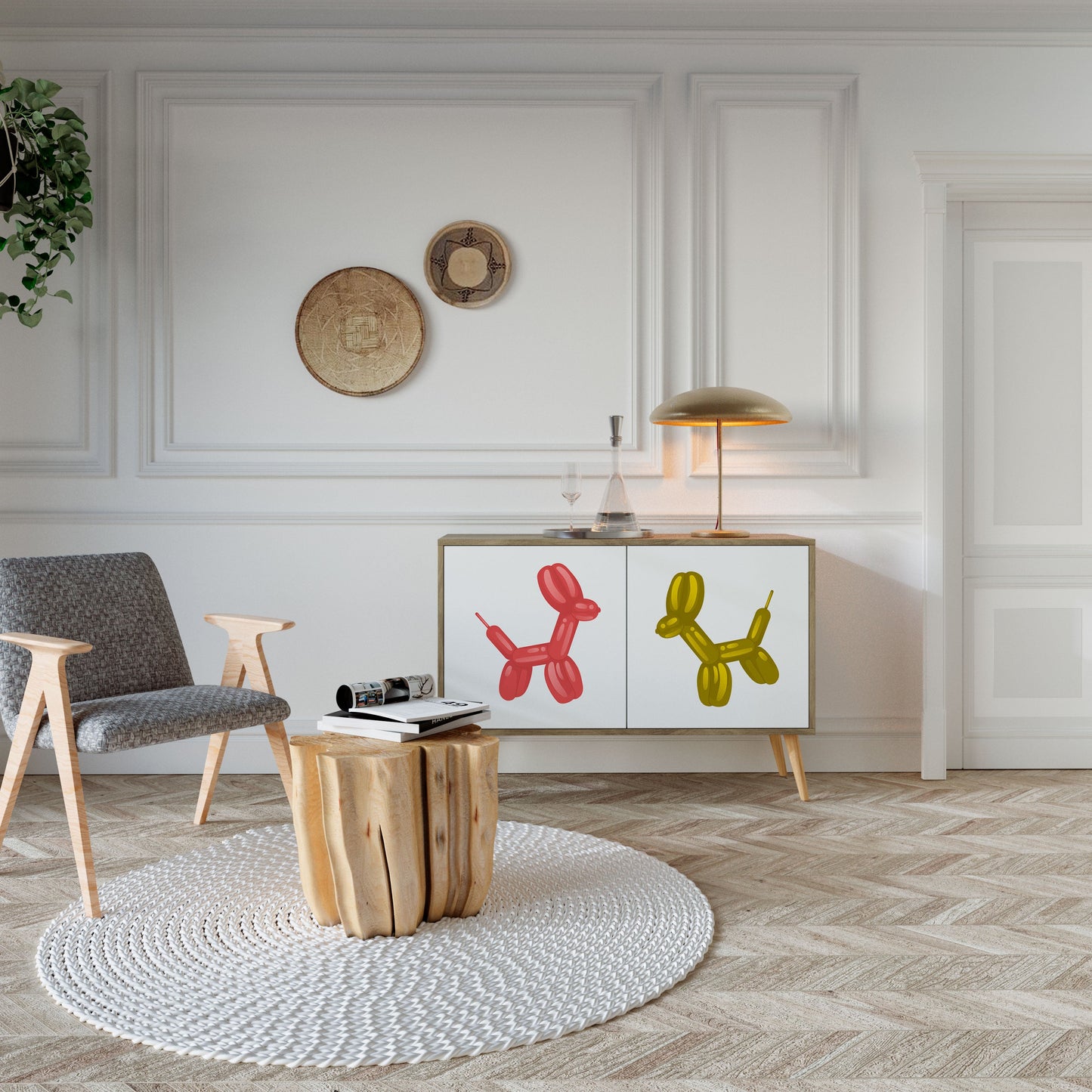 Credenza a 2 ante CHILDHOOD MEMORY in effetto rovere