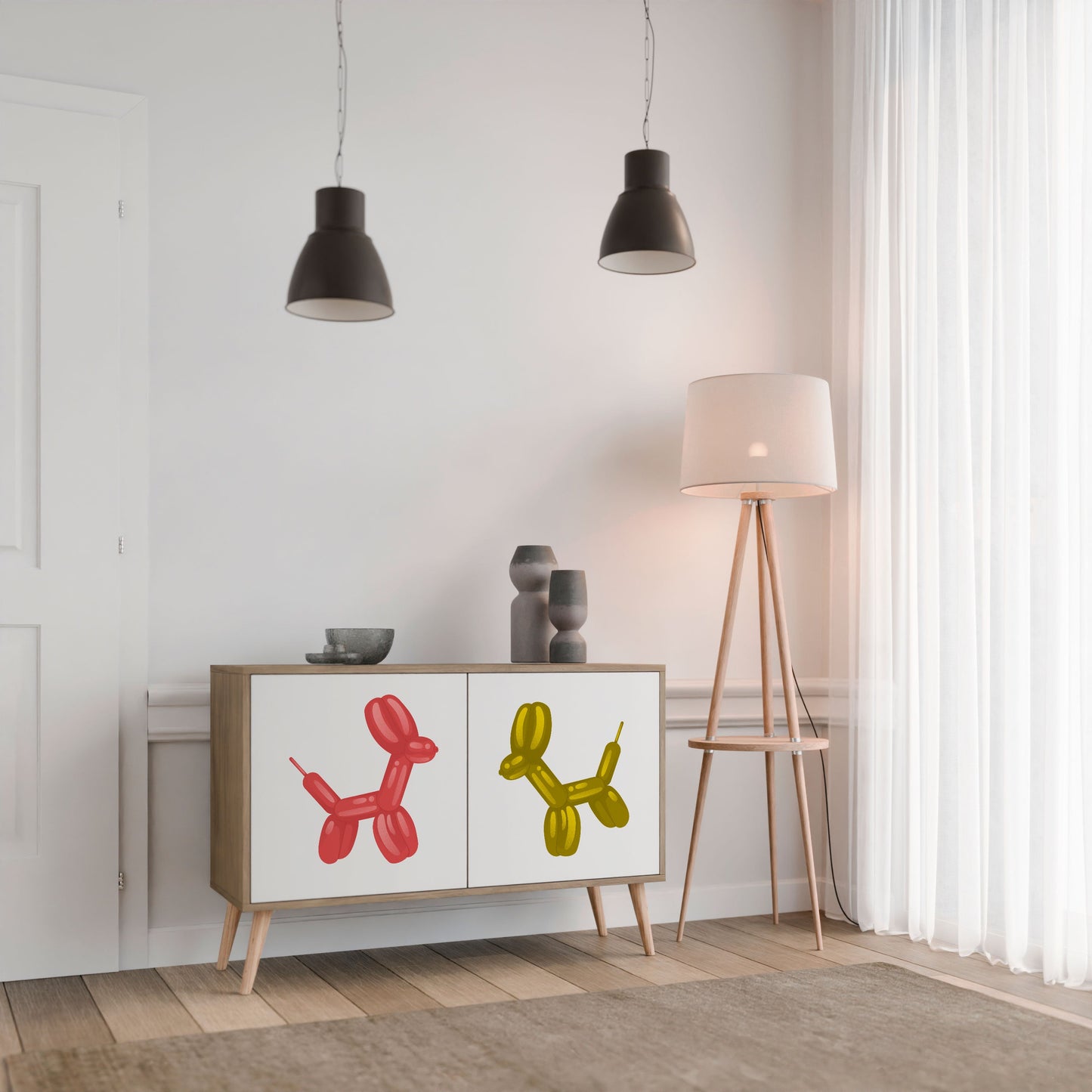 Credenza a 2 ante CHILDHOOD MEMORY in effetto rovere