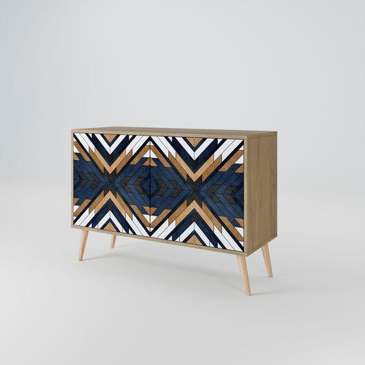 Credenza a 2 ante ARTFUL GEOMETRY in effetto rovere