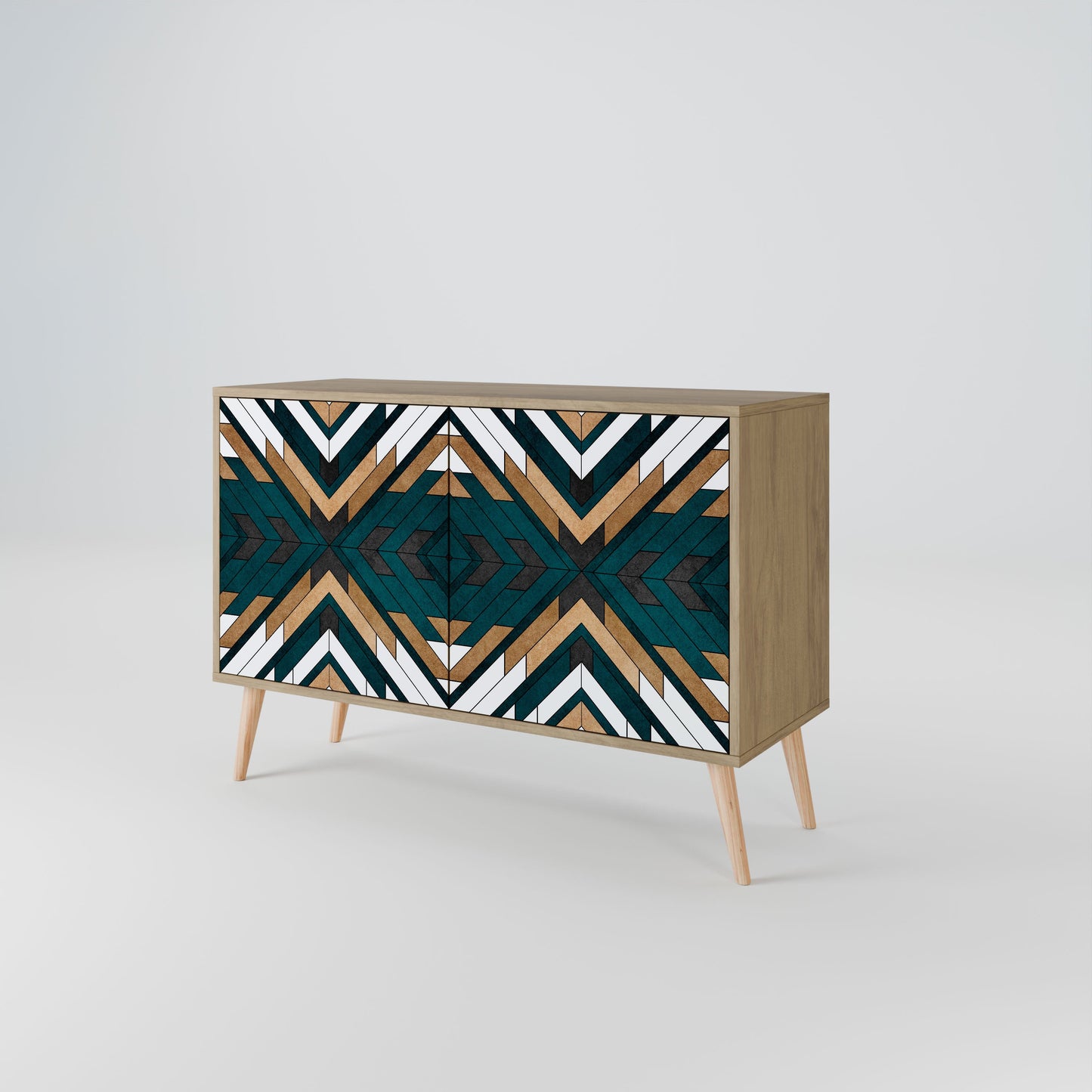 ARTISTIC GEOMETRY 2-Door Sideboard in Oak Effect