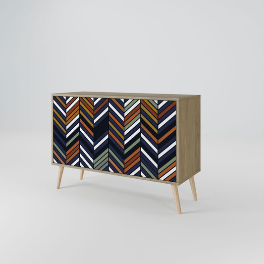 Credenza VIBRANT PATCHWORK a 2 ante in effetto rovere