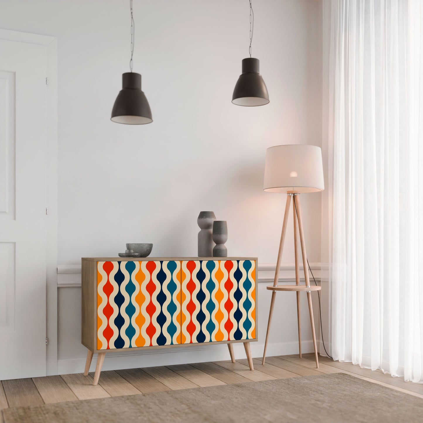 COLORFUL NOSTALGIA 2-Door Sideboard in Oak Effect