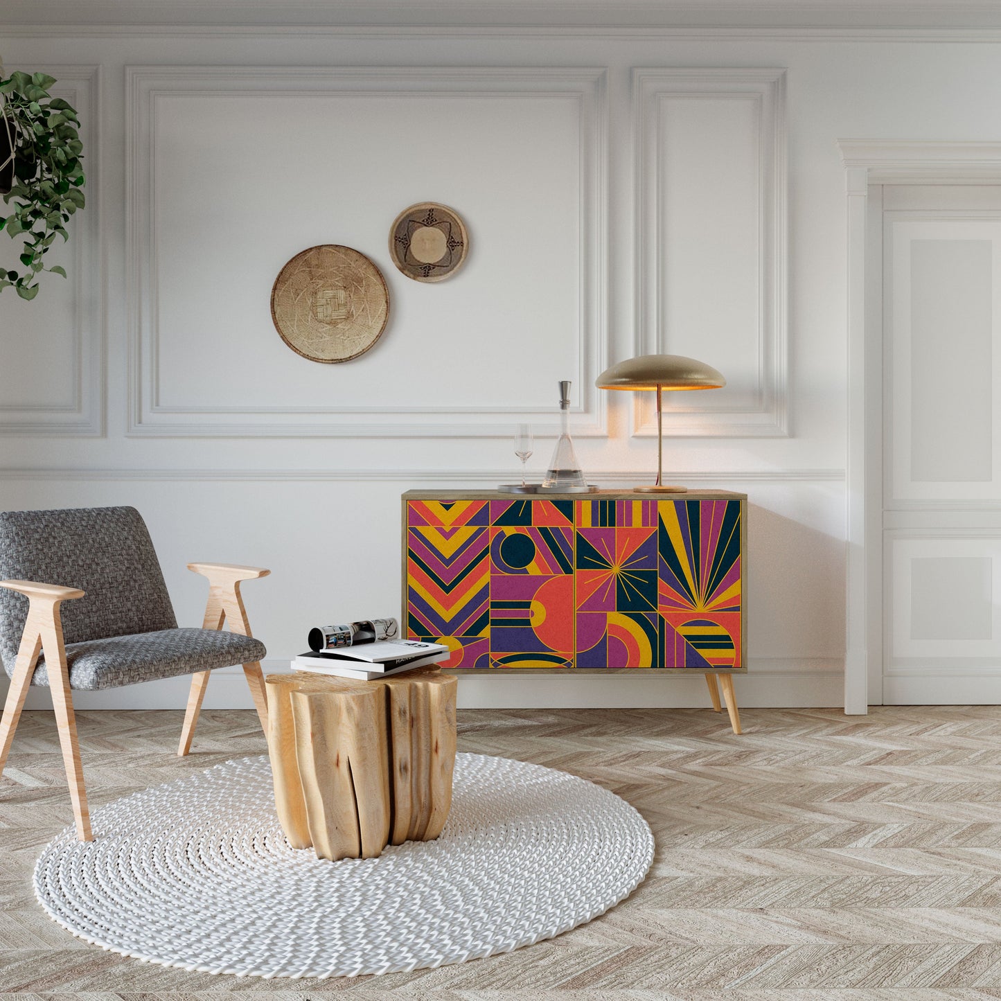 ELECTRIC PATTERNS 2-Door Sideboard in Oak Effect