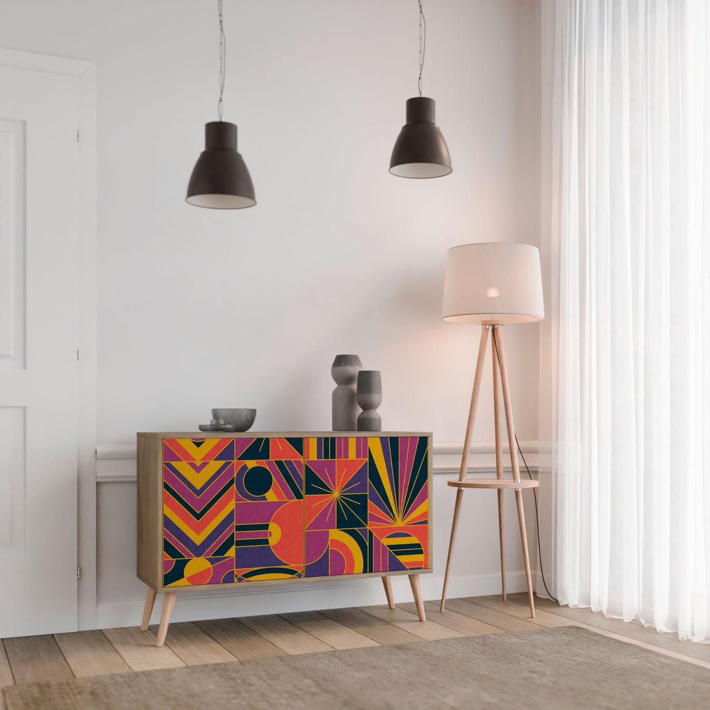 ELECTRIC PATTERNS 2-Door Sideboard in Oak Effect