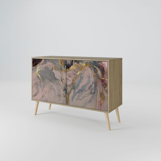 Credenza a 2 ante GILDED SWIRLS in effetto rovere