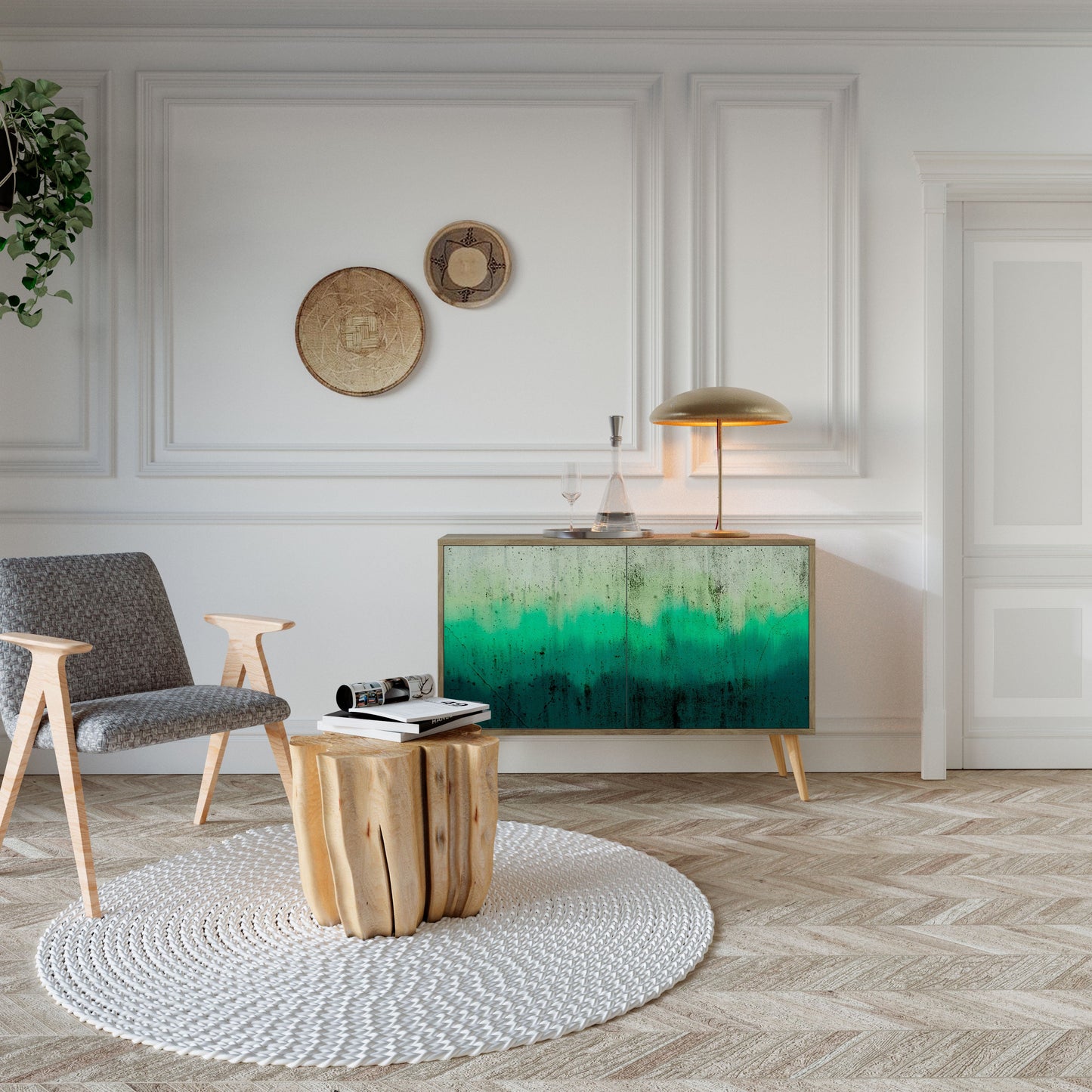 Credenza NORTHERN LIGHTS a 2 ante in effetto rovere