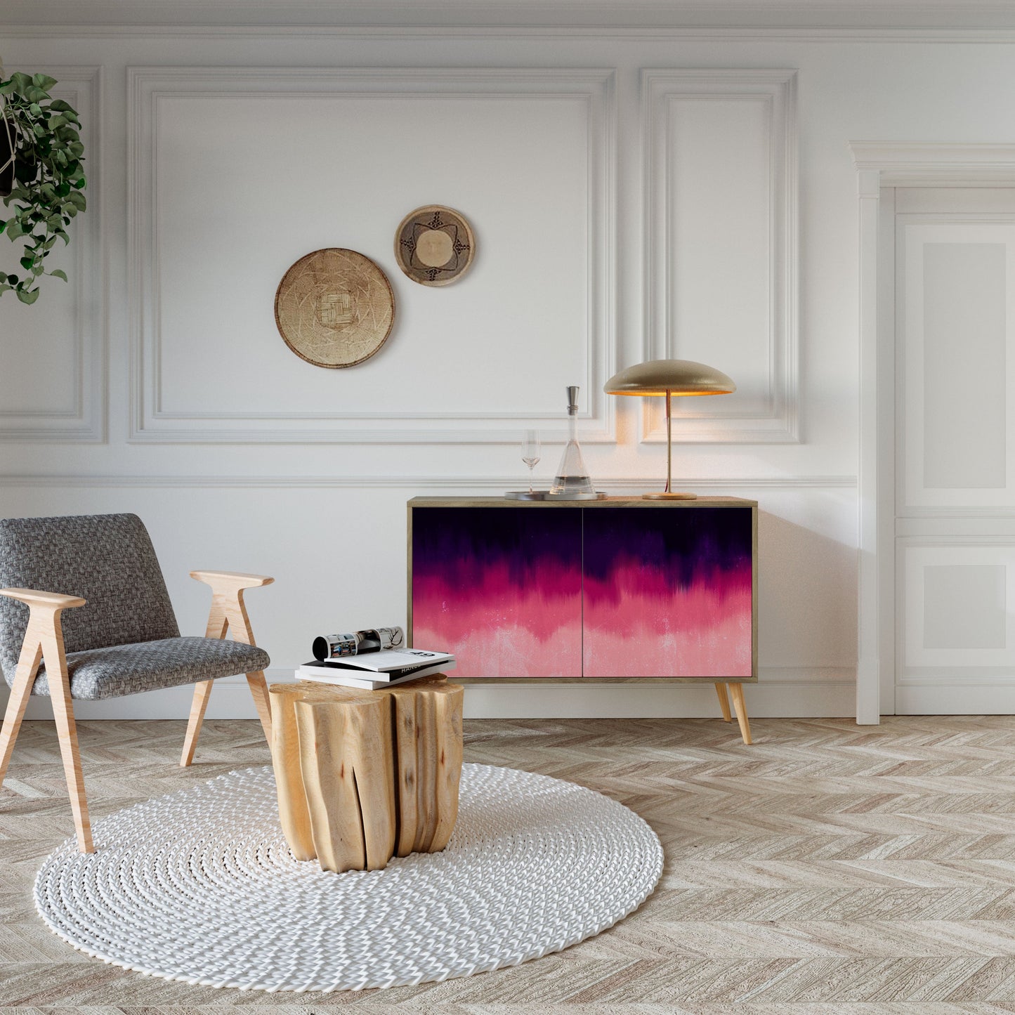 Credenza AURORA BOREALIS a 2 ante in effetto rovere