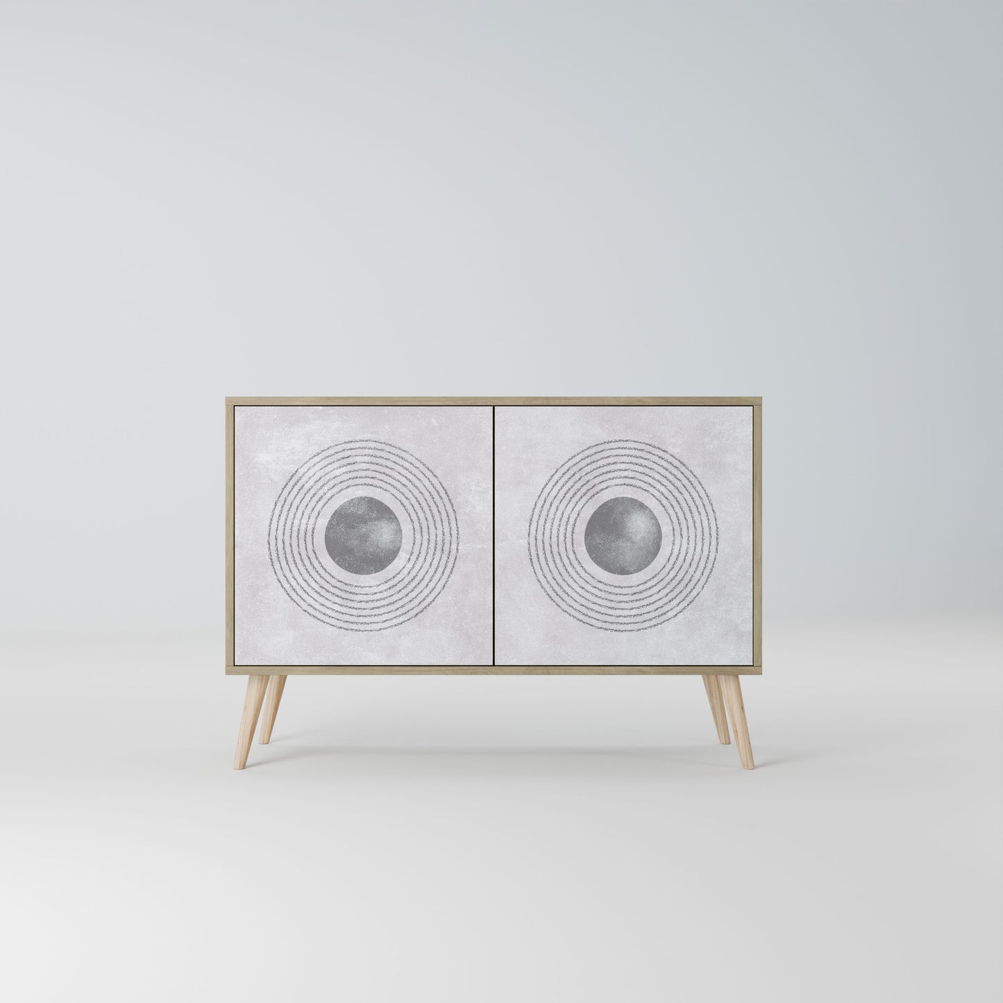 Credenza a 2 ante SOLID CIRCLES in effetto rovere