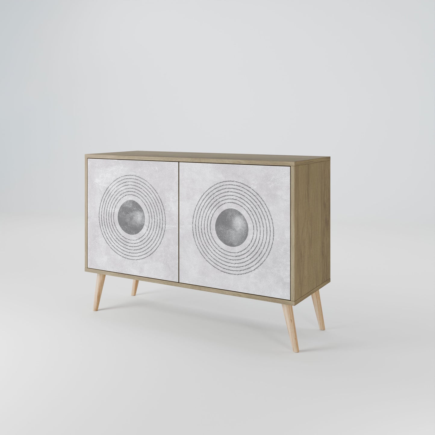 Credenza a 2 ante SOLID CIRCLES in effetto rovere